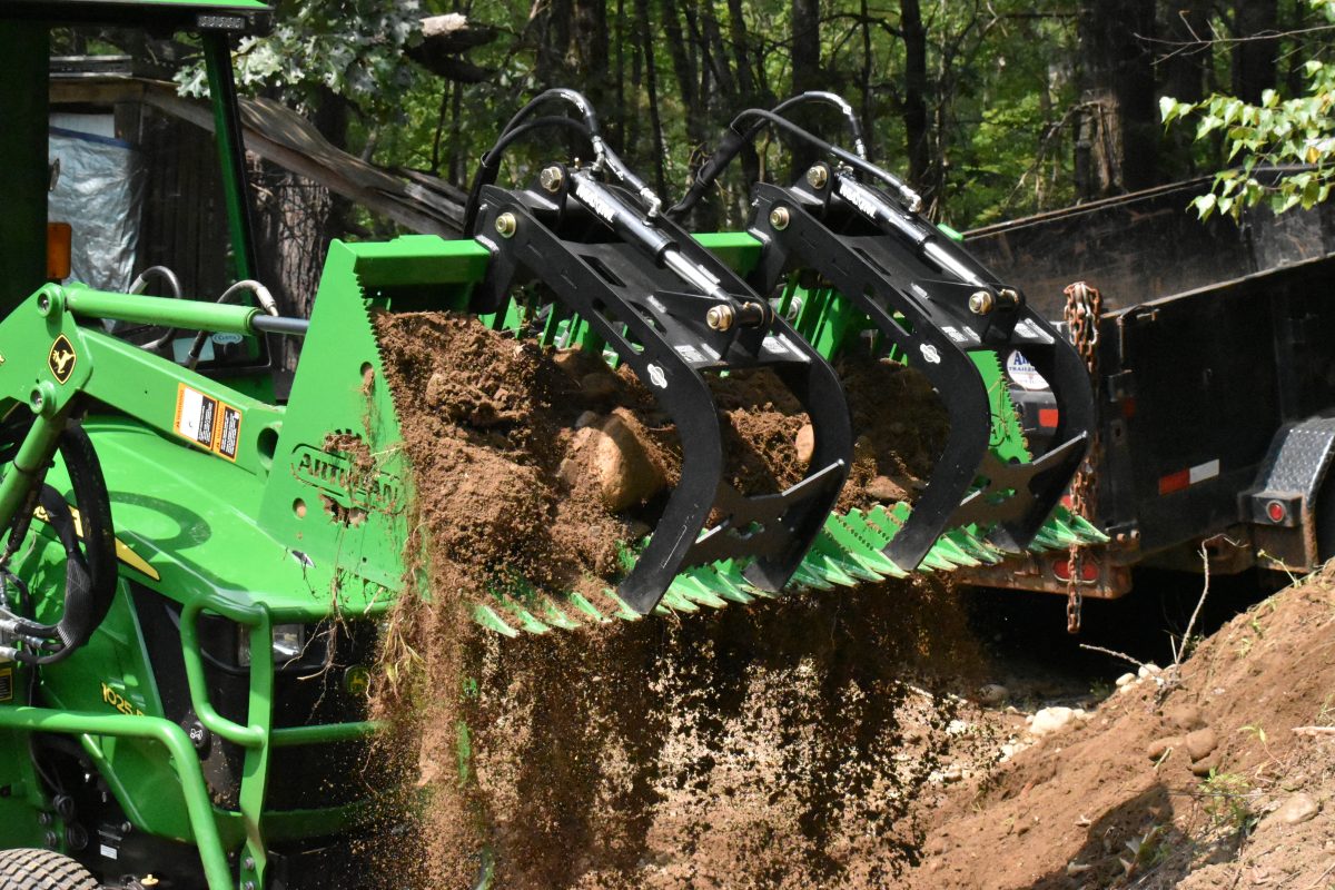 54” John Deere Quick Attach Rock Bucket with 2 Rock Bucket Grapples